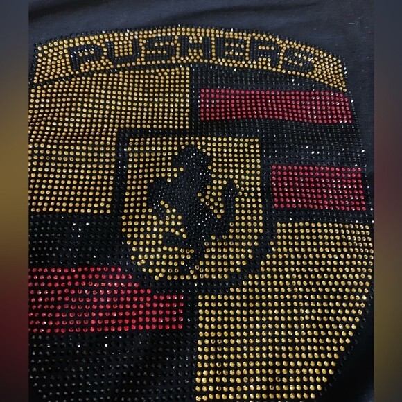 Hudson PUSHERS Bling Studded Red Gold Sweatshirt For men Size L - Picture 2 of 16